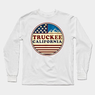 Truckee California Skiing Mountains Stars And Stripes Ski CA Long Sleeve T-Shirt